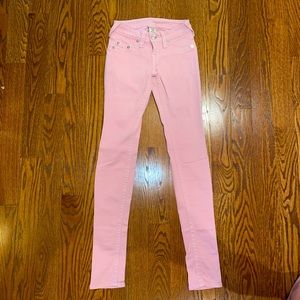 True Religion Bubble Gum Pink Skinny Jeans